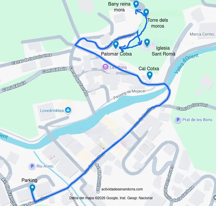 Mapa del itinerario por Les Bons