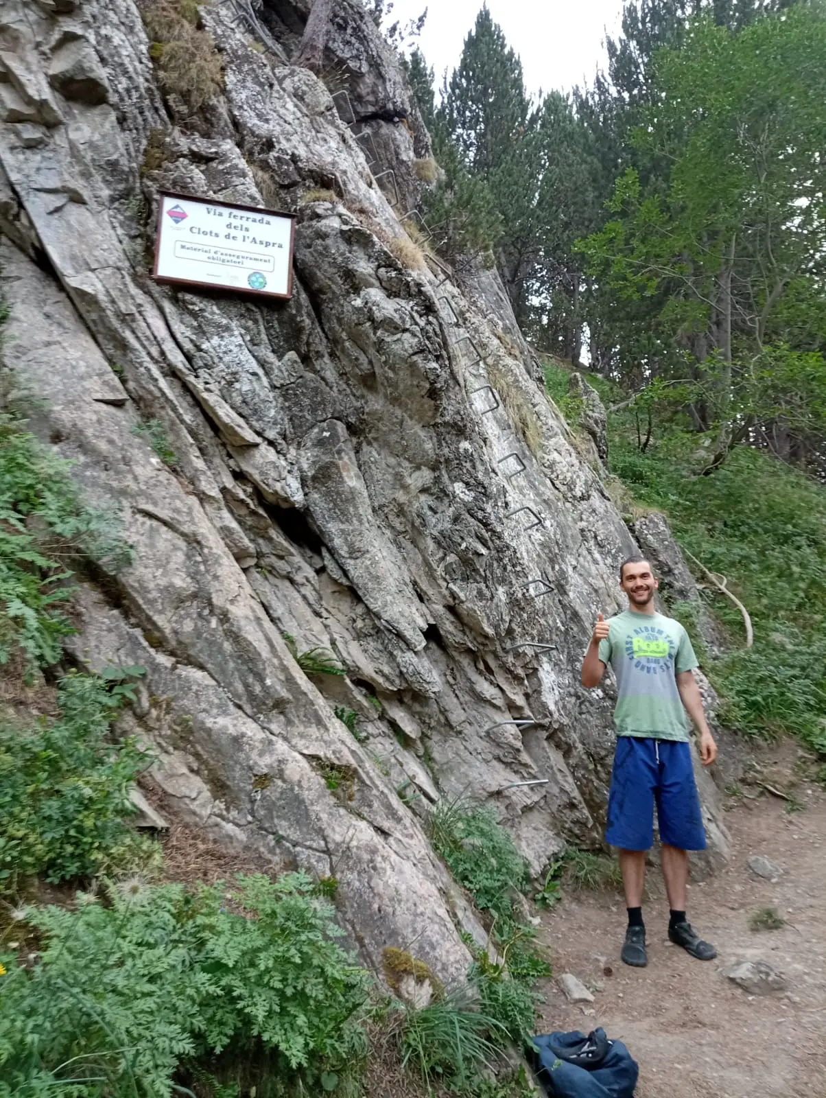 Manuel Cabarcos al lado de la vía ferrata Clots de l'Aspra en Cortals d'Encamp